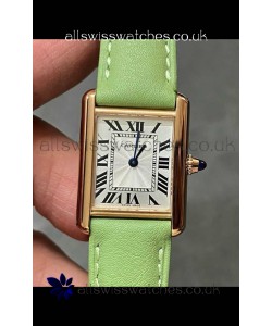 Cartier Tank Louis 22MM Swiss Quartz Gold Casing Green Strap Watch 
