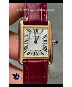 Cartier Tank Louis 22MM Swiss Quartz Gold Casing Red Strap Watch 