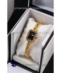 Chanel Premiere Galon Gold Diamonds Swiss Quartz Watch 