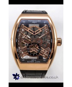 Franck Muller V45 Tourbillon Skeleton Rose Gold Super Clone Watch 