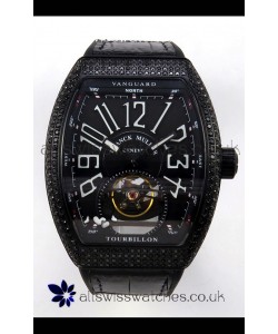 Franck Muller V45 Tourbillon Black DLC Diamonds Super Clone Watch 