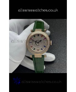 Franck Muller Double Mystery Swiss Quartz Watch in Gold Diamonds Casing