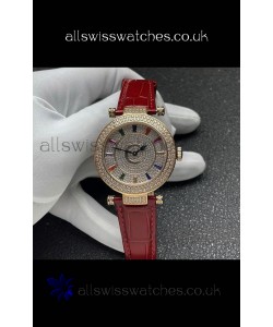 Franck Muller Double Mystery Swiss Quartz Watch in Gold Diamonds Casing