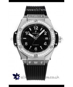 Hublot Big Bang One Click moissanite Bezel Super Clone Watch Black Dial