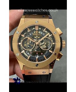 Hublot Classic Fusion Chronograph Rose Gold Skeleton Super Clone Watch 