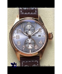 IWC PILOT'S Monopusher Rose Gold Steel Dial Replica Watch 