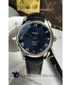 Omega De Ville Co-Axial 41MM Blue Dial Leather Strap Super Clone Watch 