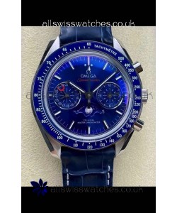 Omega Speedmaster Moonphase Blue Dial Leather Strap Super Clone Watch 