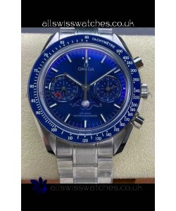 Omega Speedmaster Moonphase Blue Dial Steel Strap Super Clone Watch 