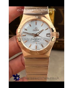 Omega Constellation 38MM Rose Gold Steel Dial Super Clone Watch 