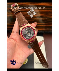 Patek Philippe Nautilus 5712 Rose Gold Red Rubies Super Clone Watch 