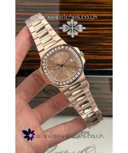 Patek Philippe Nautilus 5723 Rose Gold White Sapphires Super Clone Watch 