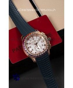 Patek Philippe Aquanaut 7968 Rose Gold Blue Strap Super Clone Watch 