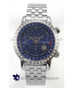 Patek Philippe Grand Complications 6102 Blue Dial Steel Strap Super Clone Watch 