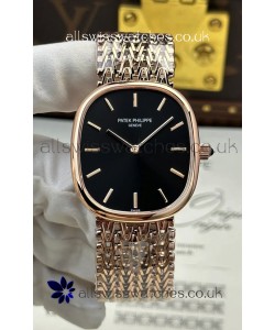 Patek Philippe Golden Ellipse 5738/1R-001 Rose Gold Black Dial Super Clone Watch 