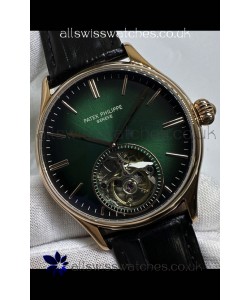Patek Philippe Japanese Tourbillon Rose Gold Green Dial Japanese Replica Watch 