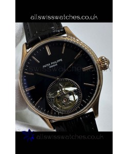 Patek Philippe Japanese Tourbillon Rose Gold Black Dial Japanese Replica Watch 