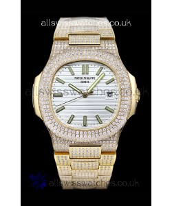 Patek Philippe Super Clone Nautilus 5711/G Diamonds Paved Edition White Dial