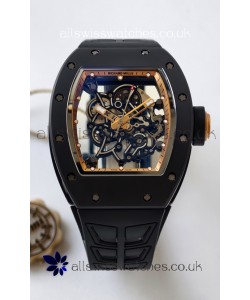 Richard Mille RM055 FREE SPRUNG MVMNT Black Ceramic Rose Gold Inner Bezel Super Clone Watch 