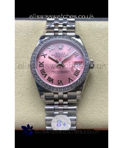 Rolex Super Clone Datejust 31MM Pink Roman Dial Steel Case Super Clone Watch 