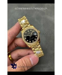 Rolex Datejust Ladies 28MM Black Dial Yellow Gold Super Clone Watch 