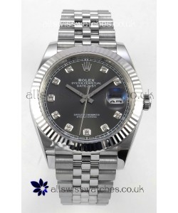 Datejust Super Clone 126334 Grey Diamonds Dial 41MM FREE SPRUNG MVMNT 3235 Watch 
