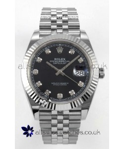 Datejust Super Clone 126334 Black Diamonds Dial 41MM FREE SPRUNG MVMNT 3235 Watch 