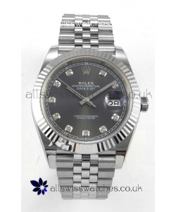 Datejust Super Clone 126334 Grey Diamonds Dial 41MM FREE SPRUNG MVMNT 3235 Watch 