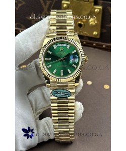 Rolex Day Date 228238 Yellow Gold Green Crystal Dial Super Clone Watch 