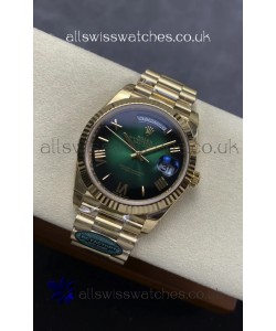 Rolex Day Date 228238 Yellow Gold Green Ombre Super Clone Watch 