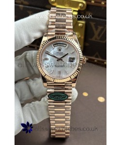 Rolex Day Date 228236 Rose Gold Pearl Dial Super Clone Watch 