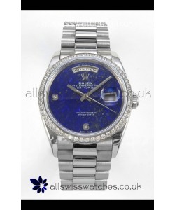 Rolex Day Date Blue Lapis Dial Diamonds Bezel 36MM Swiss Replica Watch 