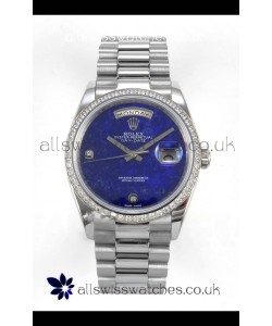 Rolex Day Date Blue Lapis Dial Diamonds Bezel 36MM Swiss Replica Watch 
