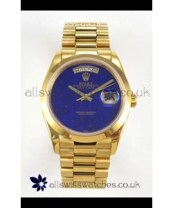 Rolex Day Date Yellow Gold Blue Lapis Dial 36MM Swiss Replica Watch 