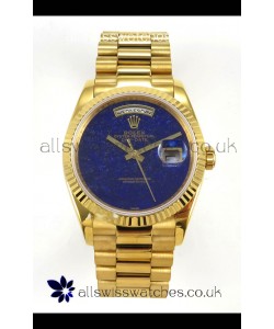 Rolex Day Date Yellow Gold Blue Lapis Dial 36MM Swiss Replica Watch 