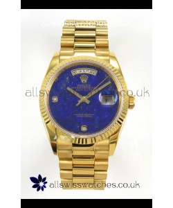 Rolex Day Date Yellow Gold Blue Lapis Dial 36MM Swiss Replica Watch 