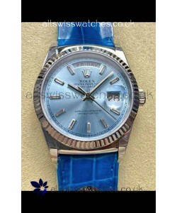 Rolex Day Date 128236 Stainless Steel ICE Blue Crystal Dial Super Clone Watch 
