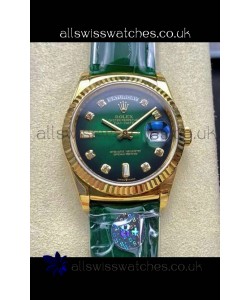 Rolex Day Date 128238 Yellow Gold Green Ombre Diamonds Dial Super Clone Watch 
