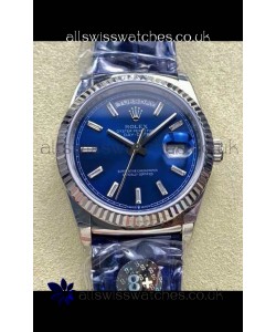 Rolex Day Date 128236 Stainless Steel Blue Crystal Dial Super Clone Watch 