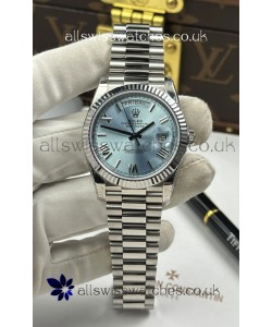 Rolex Day Date 228236 Stainless Steel ICE Blue Dial Super Clone Watch 