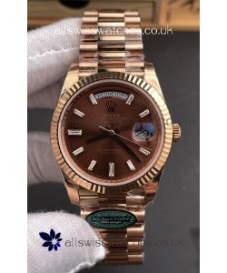 Rolex Day Date 228236 Rose Gold Brown Dial Super Clone Watch 