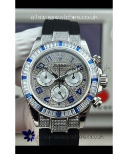 Rolex Daytona 116599 FREE SPRUNG MVMT White Gold Diamonds Paved Super Clone Watch 