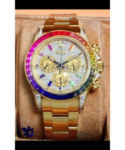 Rolex Daytona 116568 Rose Gold Moissanites Paved Dial Super Clone Watch 