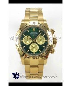 Rolex Daytona 126508 Yellow Gold Green Dial FREE SPRUNG Super Clone Watch 