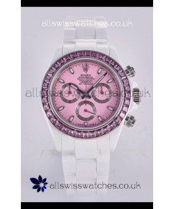 Rolex Daytona AET White Ceramic Pink Dial 4130 Movment Super Clone Watch 
