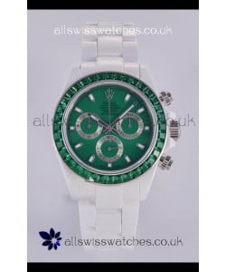 Rolex Daytona AET White Ceramic Green Dial 4130 Movment Super Clone Watch 