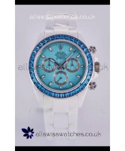Rolex Daytona AET White Ceramic Blue Dial 4130 Movment Super Clone Watch 