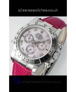 Rolex Daytona 116519 Stainless Steel Pink Pearl Leather Strap Super Clone Watch
