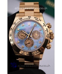 Rolex Daytona 116508 Yellow Gold Mother of Pearl FREE SPRUNG Super Clone Watch 