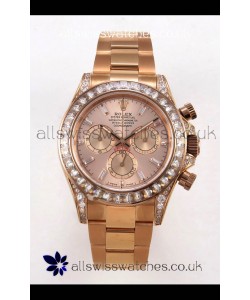 Rolex Daytona 126595 FREE SPRUNG MVMT Rose Gold Dial Super Clone Watch 